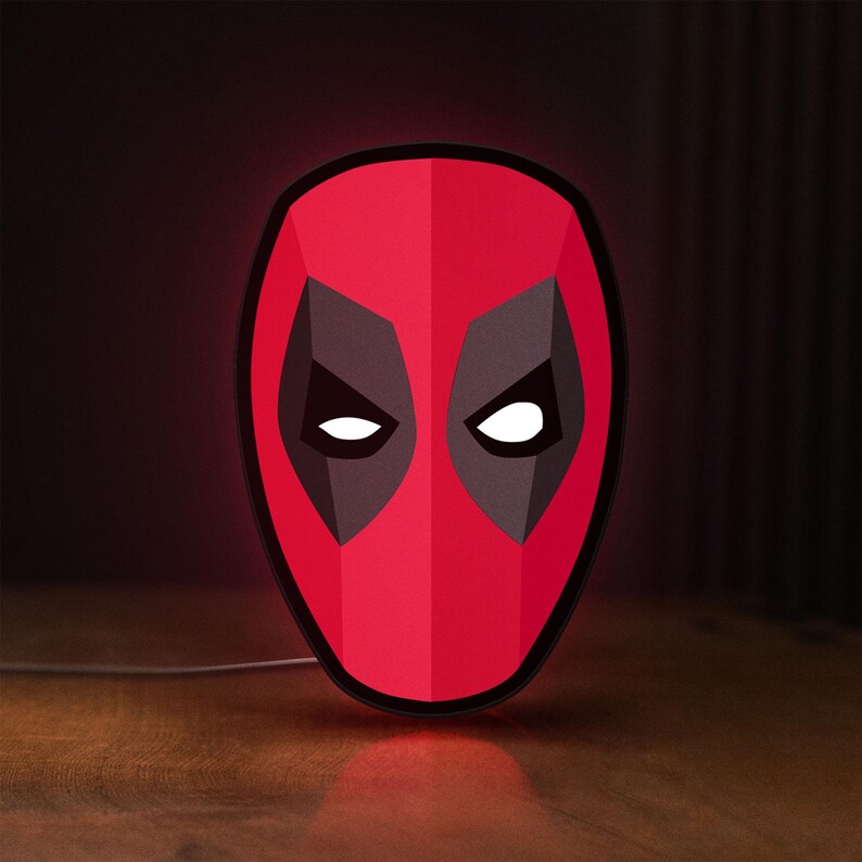 Deadpool Led Deadpool Head LED Lightbox, Dimmable Wall Art, Superhero Man Cave Decor ...