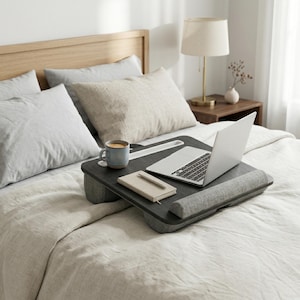Escritorio portátil para regazo / Cojín de esponja y ranura de ABS / Para usar en la cama o el sofá - Negro