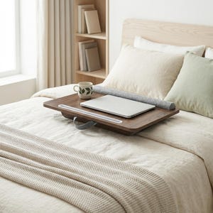 Portable Lap Desk | Sponge Cushion & ABS Slot | Work from Bed or Sofa - Brown