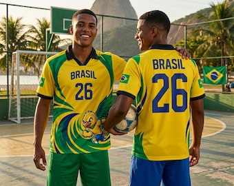 Retro Brasil Fußball-Shirt, Kanarienvogel Mascot Fußball-Trikot, Herren Athletik Sport Top