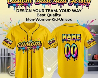 Personalisiertes Baseball-Trikot, benutzerdefinierte Teamname-Nummer, Herren-Frauen-Kind Unisex