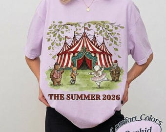 Retro Zirkuszelt T-Shirt, tanzende Bären Grafiktop, Sommerferien T-Shirt