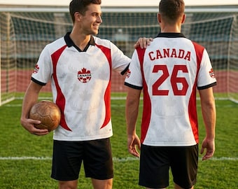 Retro Kanada Fußballtrikot, Herren Team Spieltag Athletisch Fußballtrikot, WM 2026