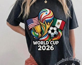 2026 World Cup Wahrzeichen Shirt, USA Kanada Mexiko Fußball Grafik T-Shirt, Nordamerika Trio Fan Ausrüstung, Komfortfarben Fußballgeschenk
