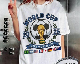 WM 2026 Trophäen-Shirt, internationales Fußball-Grafik-T-Shirt, Fanausrüstung für das globale Fußballturnier, Komfortfarben Sportfangeschenk