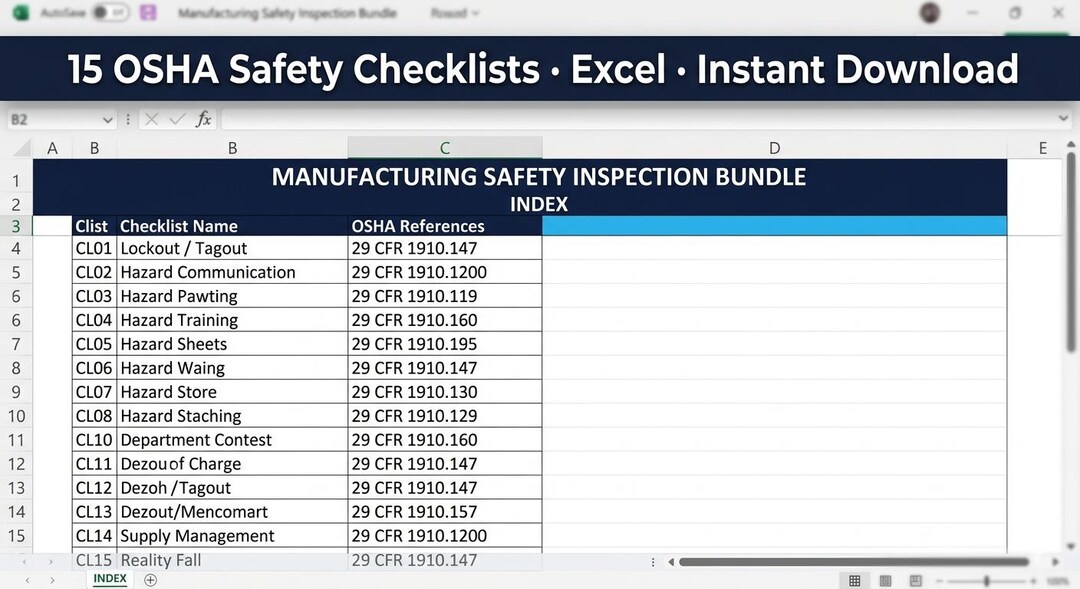 Manufacturing Safety Checklist Bundle | 15 OSHA Compliance Checklists ...