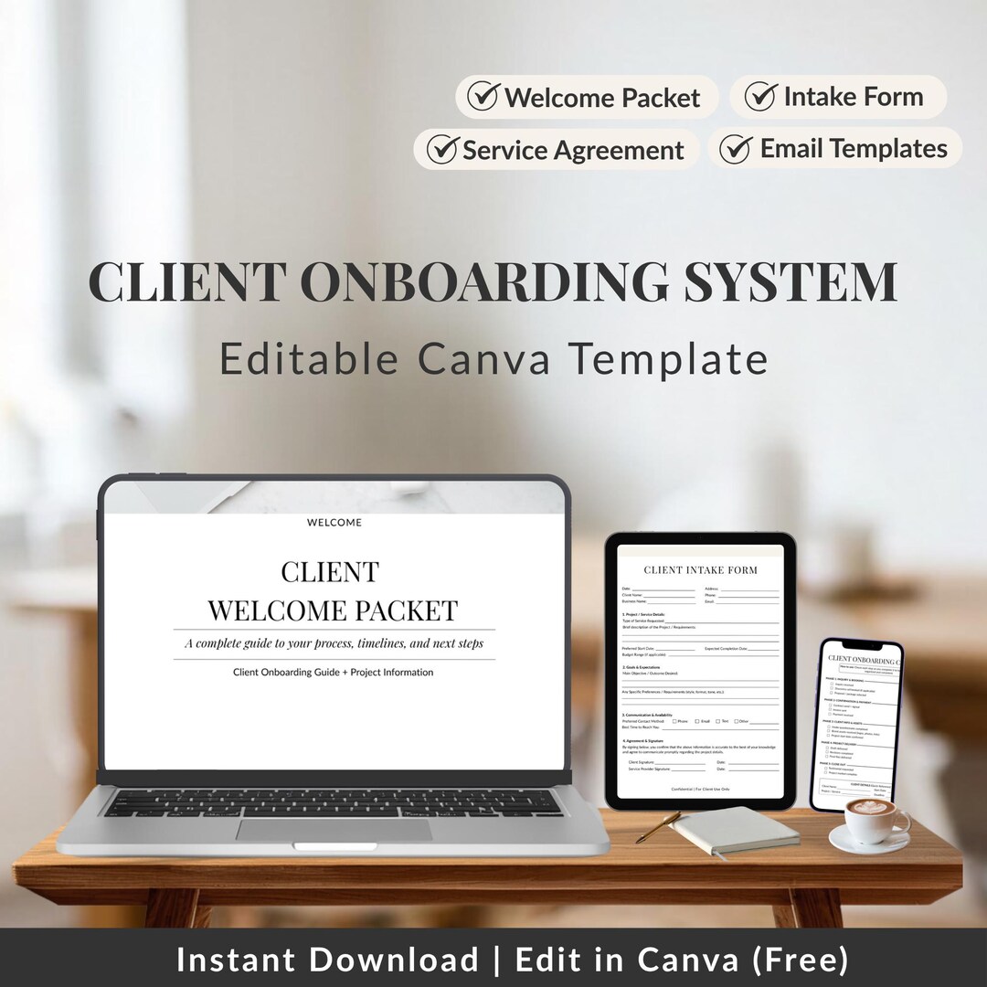 Client Onboarding System Template, Editable Welcome Packet (canva ...