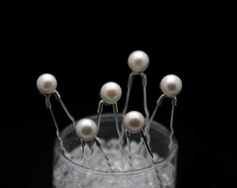 Set of 6 Freshwater Pearl  Hair Pins