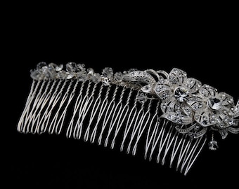 Vintage inspired Bridal Hair Comb - Clear Rhinestone Crystal bridal hair comb