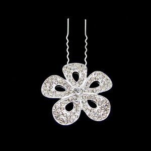 Set of 2 flowers Crystal  bridal Hair Pins
