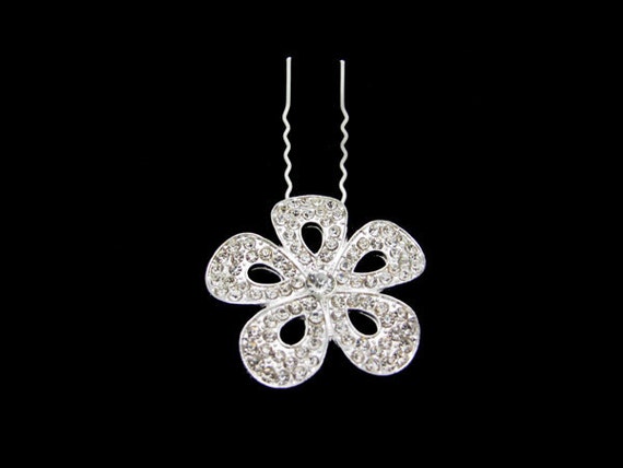 Clear Rhinestone Crystal Floral Bridal Hair Pins 2 Pcs Set Bridal Crystal 2 PC Hairpin Set, Boho Wedding Floral Branch  main image 3