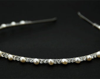 Fresh Water Pearl & Swarovski Crystal Bridal Headband Tiara