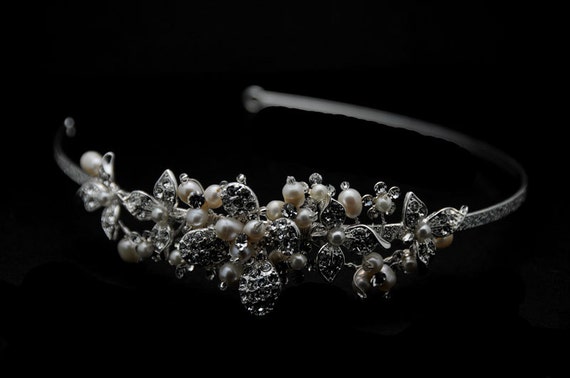 Vintage Inspired, Bridal Headband, Freshwater Pearl  display picture 3