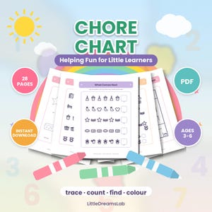 Chore Chart Activity Pack for Kids, No Prep Printable Preschool Worksheets, Helping at Home Coloring