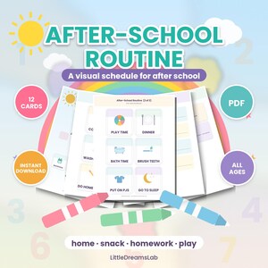 After School Routine Visual Schedule, Printable Autism Picture Cards for Home