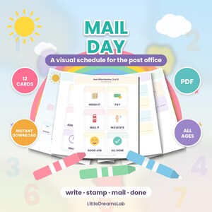 Post Office Visual Schedule, Printable Errand Routine Cards for Autism, Life Skills