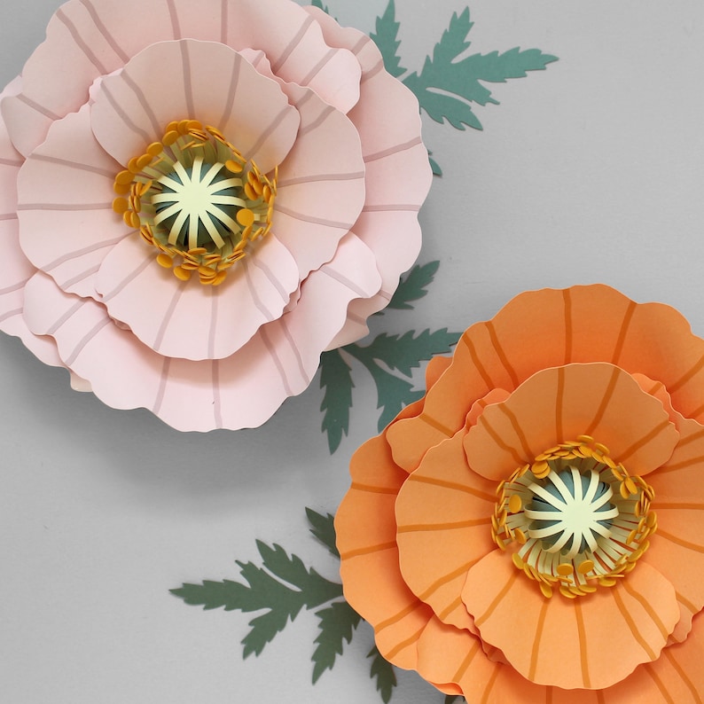 Paper Poppy Flower Template and diy Tutorial, Digital SVG DXF PDF, as well as Simplified 'Print and Cut' Printable image 4