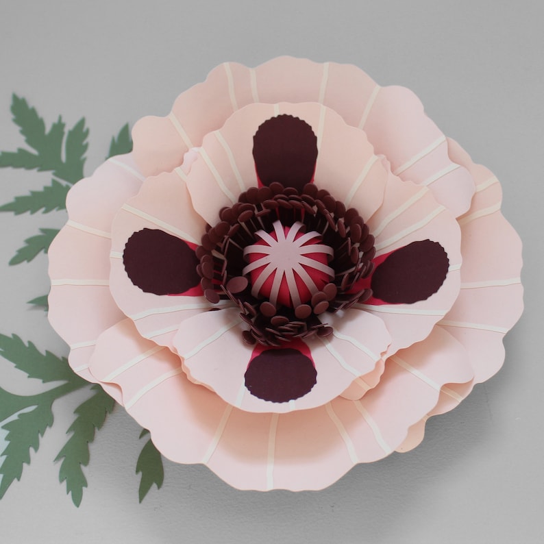 Paper Poppy Flower Template and diy Tutorial, Digital SVG DXF PDF, as well as Simplified 'Print and Cut' Printable image 9
