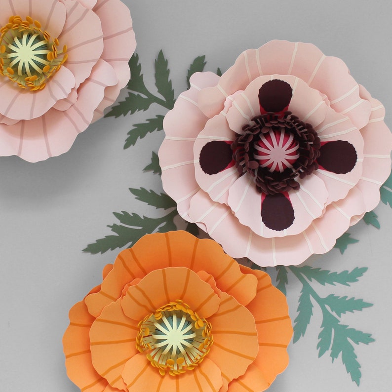 Paper Poppy Flower Template and diy Tutorial, Digital SVG DXF PDF, as well as Simplified 'Print and Cut' Printable image 6