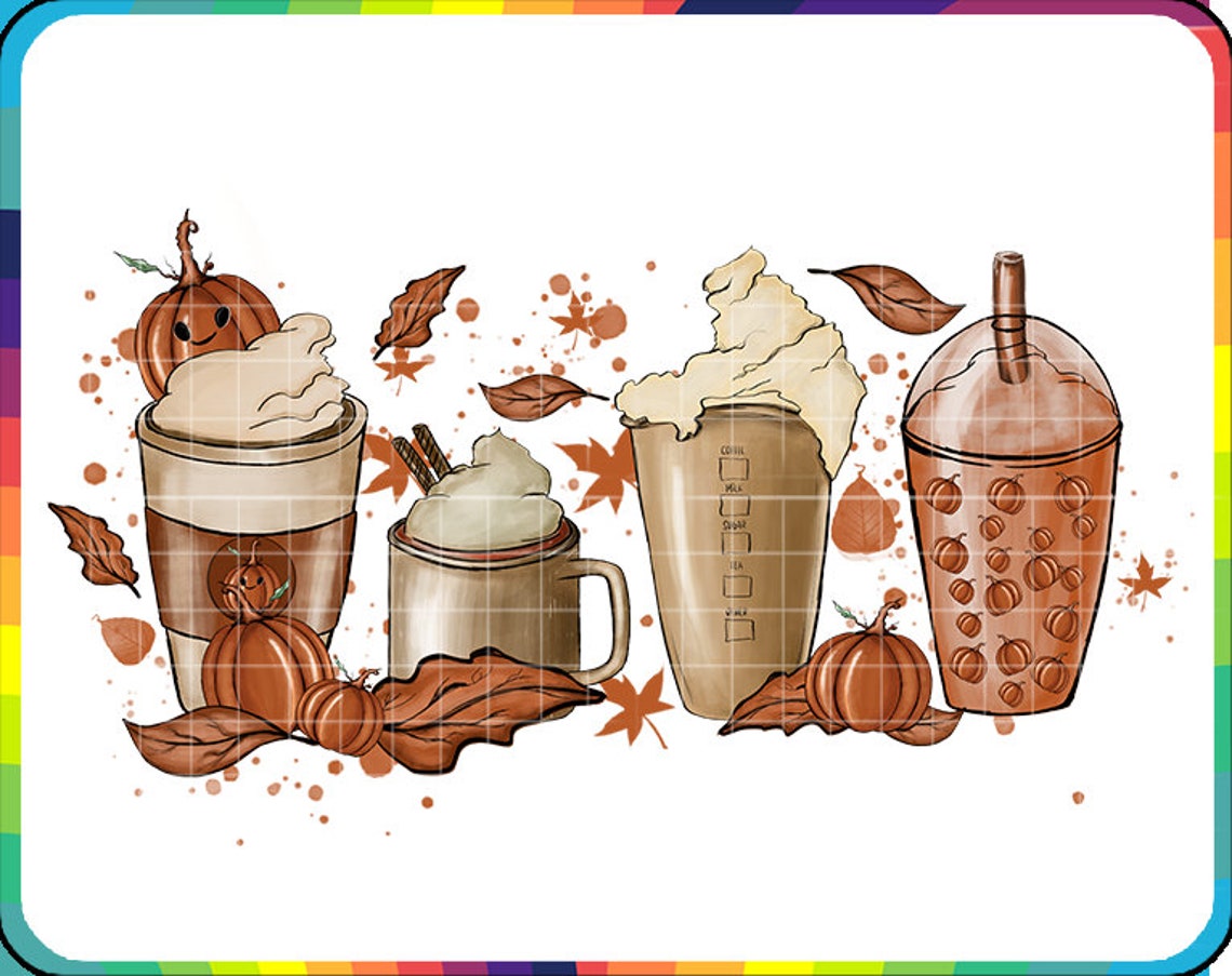 Fall Coffee PNG Pumpkin Spice Latte Iced Warm Cozy Autumn - Etsy