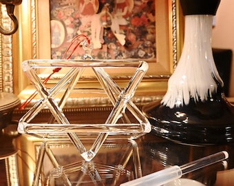 6 Inch Crystal Singing Merkaba, Sacred Geometry Quartz Meditation Instrument (Mallet Included)