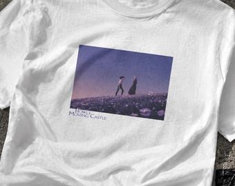 Howl Sophie Heulens bewegliches Schloss Design T-Shirt | Studio Ghibli Fan Süßes schweres Baggy Baumwolle T-Shirt Sommer Herbst Schulanfang