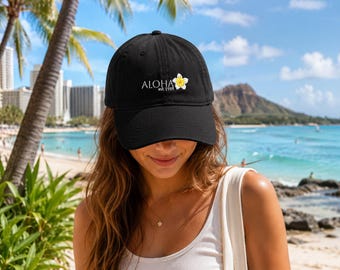 Aloha Plumeria Bestickter Jeanshut | Hawaiianische Urlaub Baseballmütze Sommer Vacay Trendy Outfit Chic niedlich Casual Resort Hawaii Merchandise