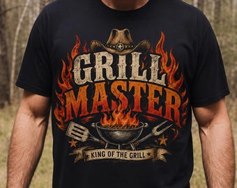 Grillmeister Dad T-Shirt | Vatertag Grillen 4. Juli Grillparty Geschenk für ihn Grafik Retro Trending Tee