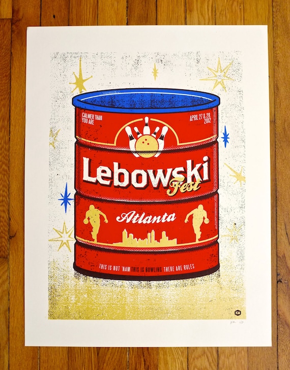 Lebowski Fest : Atlanta 2012 Screen printed poster - artist proof