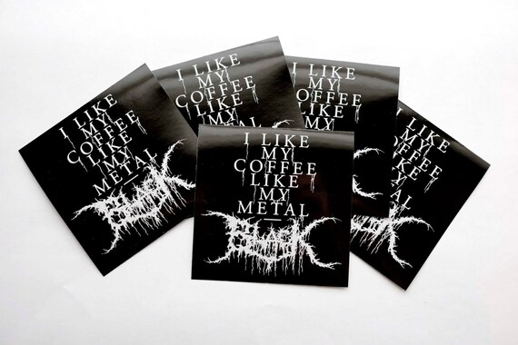 Black Metal Coffee Sticker (5 pack)