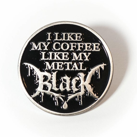 Black Metal Coffee Enamel Pin