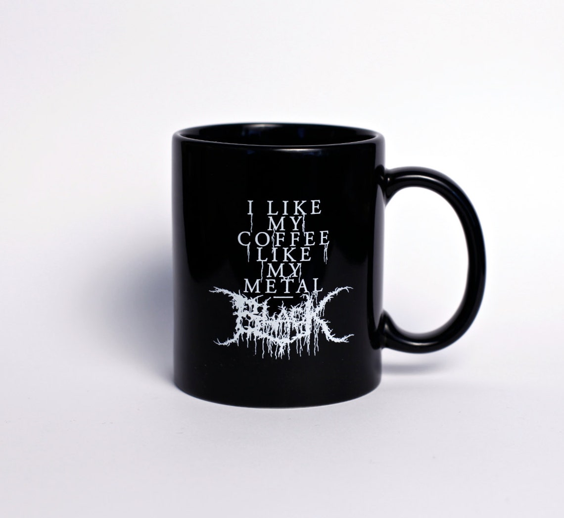 Black Metal Coffee Mug Black Etsy