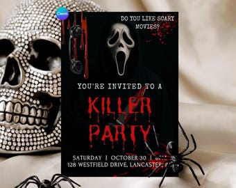 Ghostface Halloween Invitation Editable Horror Party Template Digital Download