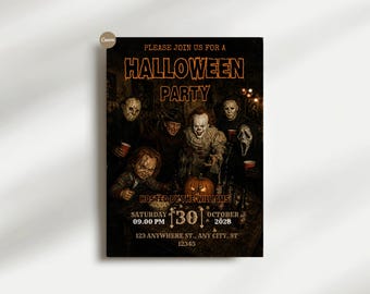 Vintage Horror Movie Halloween Party Invitation • Classic Monsters (Digital Download)