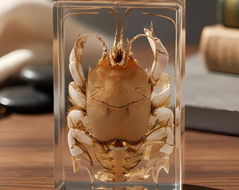 Resin Preserved Crab Specimen | Clear Block Display, Curio Desk Decor, Collector Gift