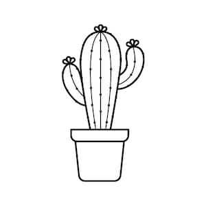 Kaktus med kruka SVG PNG | Enkel linjeteckning för Cricut och Silhouette | Digital nedladdning