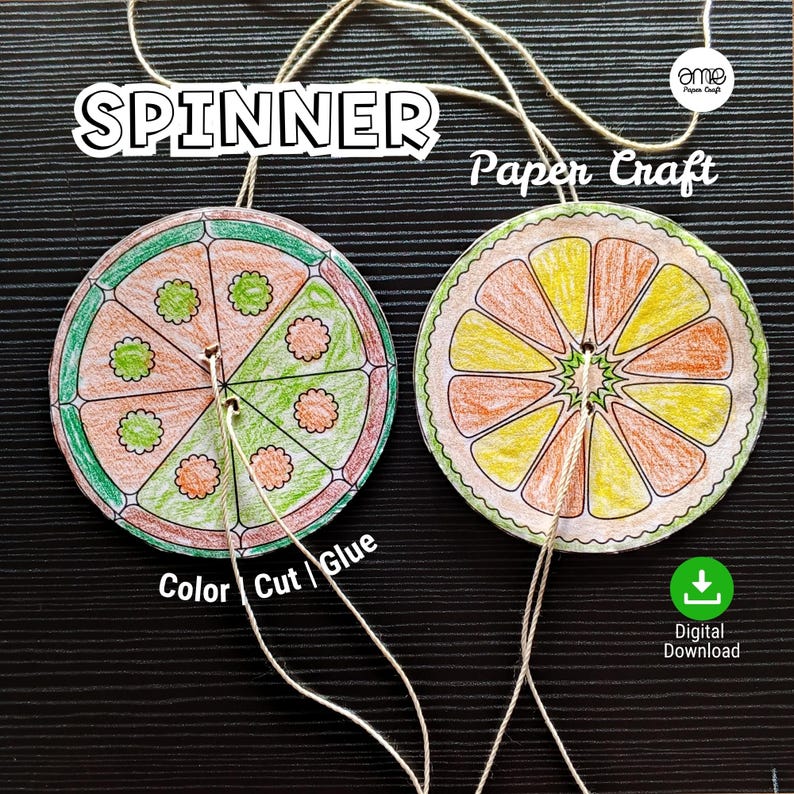Paper Spinner Template | Color Cut Glue Activity | Fine Motor Skills ...