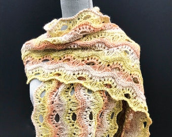 READY TO SHIP - Hand Knit Shawl/Wrap - Aja Wrap