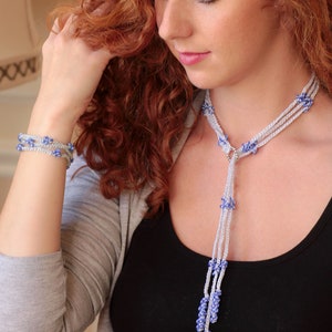 DIY CROCHET KIT Arya Lariat Necklace Sapphire