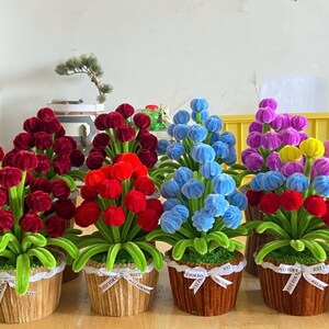 Handmade Velvet Wire Flower Pot – Cozy Desk Decor, Home Accent