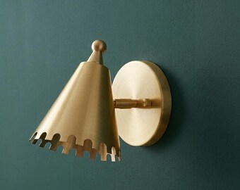 Modern Brass Cone Wall Sconce | Adjustable Mid Century Lamp | Handmade Lighting