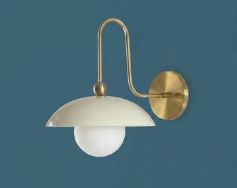 Modern Brass Wall Sconce | Mid Century Glass Globe Lamp, Nordic Style Lighting