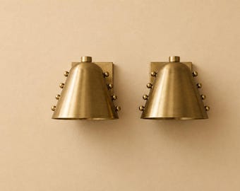 Set van 2 messing wandlampen, moderne gouden wandlamp, handgemaakte luxe verlichting, lamp in mid-century stijl, decoratie voor slaapkamer, hal en woonkamer