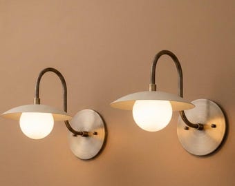 Brass Wall Sconce Light, Modern Vintage Lamp, Minimalist Wall Lighting