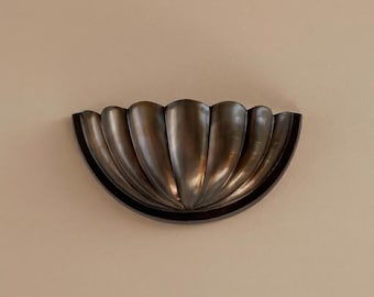 Shell Wall Sconce Light, Half Moon Bronze Lamp, Modern Art Deco Fixture