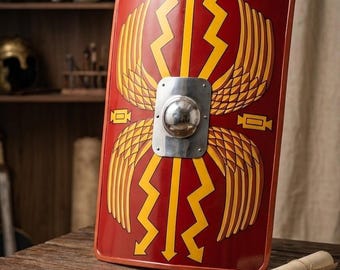 Traditional Functional Medieval Roman Augustan Armor Legion Scutum Shield 18G Steel Jumbo,Cosplay shield