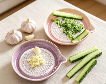 Multipurpose Handmade Ceramic Grater Plate with Brush, Ideal for Garlic, Ginger,   Cheese & Vegetable Rubbing, Mother's Day Gift