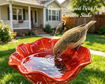 Blumenförmige Vogeltränke Gartenstecker, dekoratives Vogelwasserfutter für den Garten im Freien, bestäuberfreundliches Hofdekor