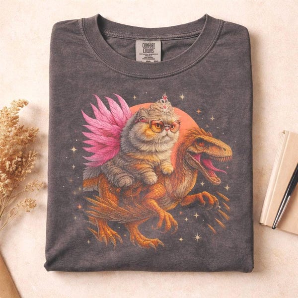 Camiseta Comfort Colors Princesa Donut Gato Jinete Dinosaurio, Camiseta para Lectores de Libros de Fantasía