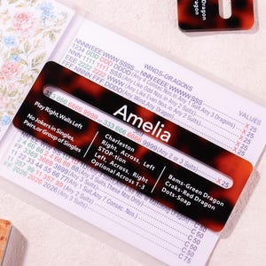 Tortoise Shell Acrylic Mahjong Line Reader, Mahjong Line Finder Card, Mah Jongg Rules Helper Accessory, Personalized Mahjong Gift for Her